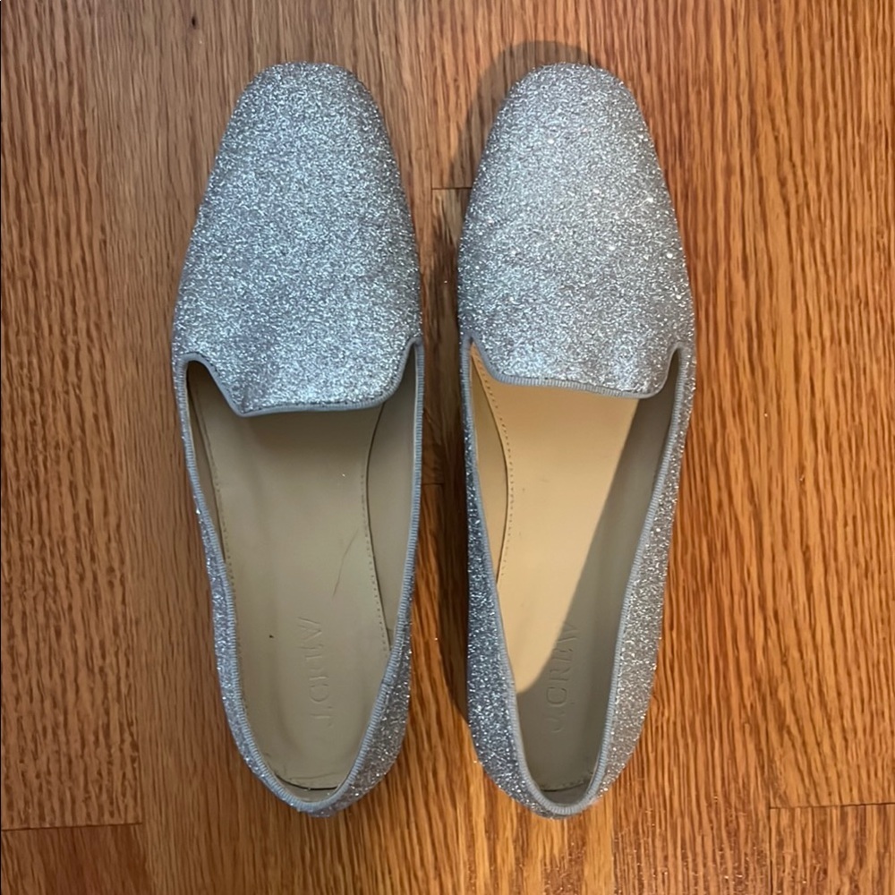 J. Crew Shimmering Silver Loafers